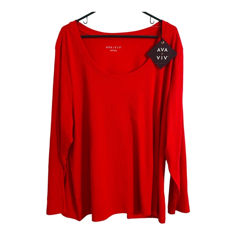 AVA & VIV Red Long Sleeved Tee 3X